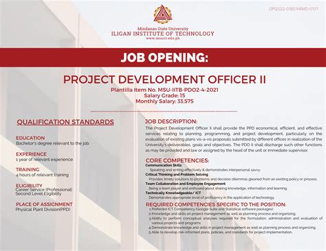 Project Development Officer II .